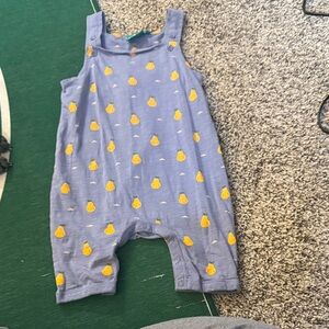 Little Green Radicals Overalls with Yellow Pear Print, 3-4Y